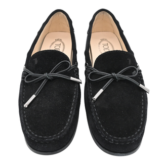 Black Gommino Suede Bow Driving Loafers