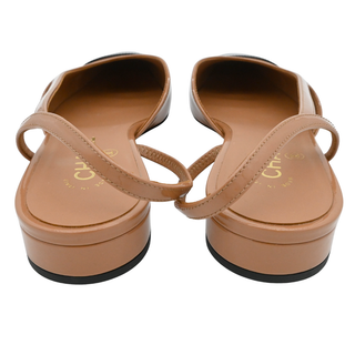 Cap Toe Patent Leather Slingback Flats