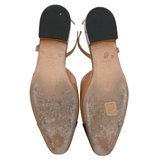 Cap Toe Patent Leather Slingback Flats