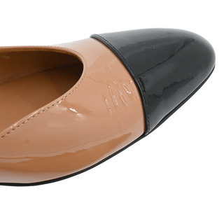 Cap Toe Patent Leather Slingback Flats