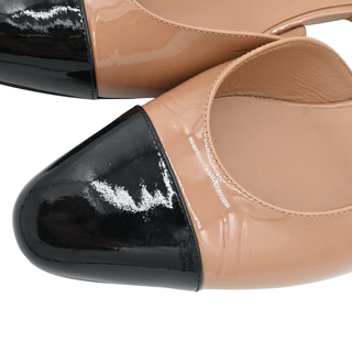 Cap Toe Patent Leather Slingback Flats