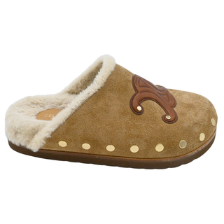 Triomphe Suede Shearling Mules