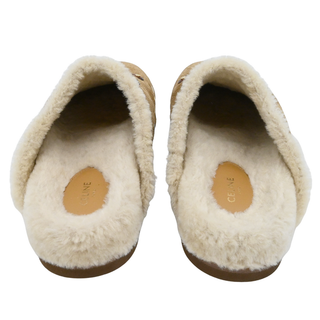 Triomphe Suede Shearling Mules