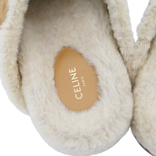 Triomphe Suede Shearling Mules