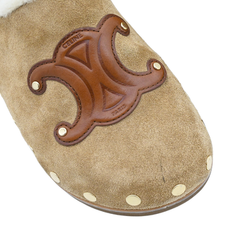 Triomphe Suede Shearling Mules
