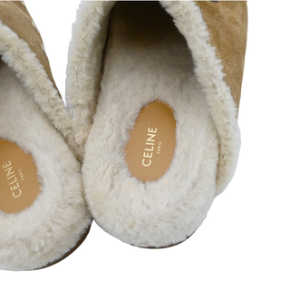 Triomphe Suede Shearling Mules