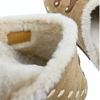 CELINE | Triomphe Suede Shearling Mules