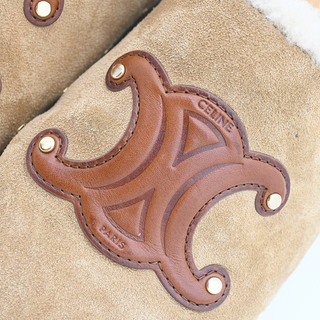 Triomphe Suede Shearling Mules