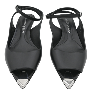 Punk Leather Peep Toe Kitten Heels