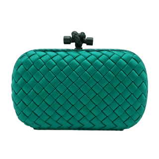 Turquoise Knot Intrecciato Satin Clutch