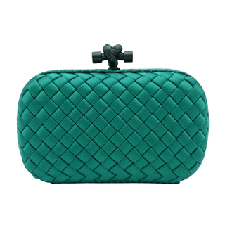 Turquoise Knot Intrecciato Satin Clutch