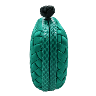 Turquoise Knot Intrecciato Satin Clutch