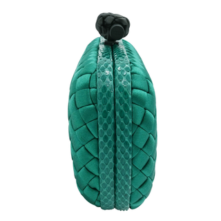 Turquoise Knot Intrecciato Satin Clutch