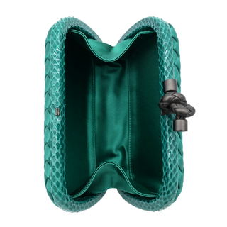 Turquoise Knot Intrecciato Satin Clutch