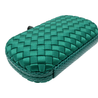 Turquoise Knot Intrecciato Satin Clutch