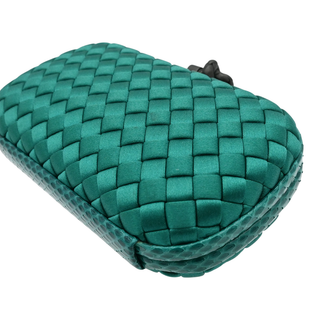 Turquoise Knot Intrecciato Satin Clutch