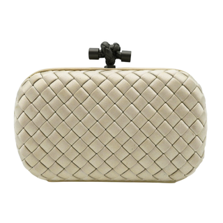 Beige Knot Intrecciato Satin Clutch