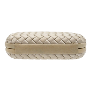 Beige Knot Intrecciato Satin Clutch