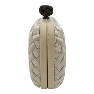 Beige Knot Intrecciato Satin Clutch