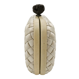 Beige Knot Intrecciato Satin Clutch