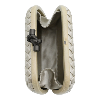 Beige Knot Intrecciato Satin Clutch