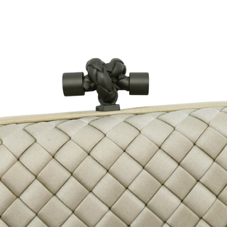 Beige Knot Intrecciato Satin Clutch