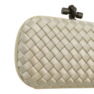 Beige Knot Intrecciato Satin Clutch