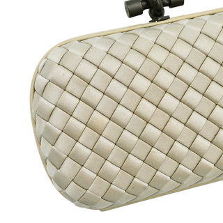 Beige Knot Intrecciato Satin Clutch