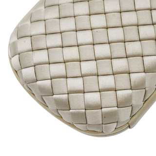 Beige Knot Intrecciato Satin Clutch