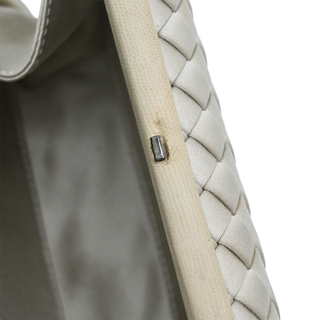Beige Knot Intrecciato Satin Clutch