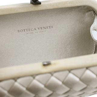 Beige Knot Intrecciato Satin Clutch
