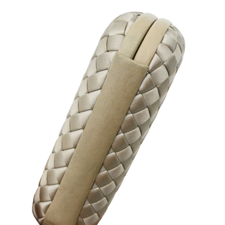 Beige Knot Intrecciato Satin Clutch