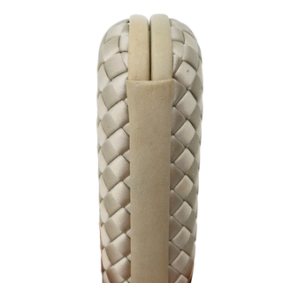 Beige Knot Intrecciato Satin Clutch