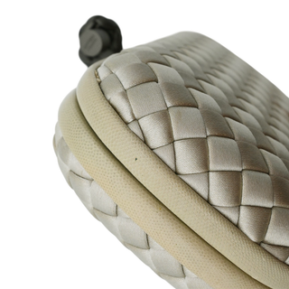 Beige Knot Intrecciato Satin Clutch