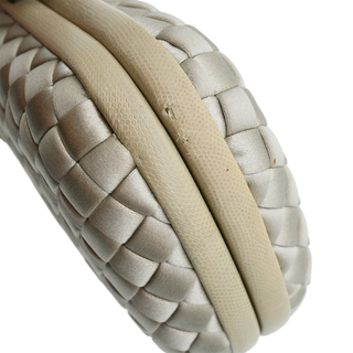 Beige Knot Intrecciato Satin Clutch