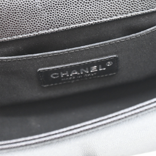 Black Caviar Leather Small Boy Flap Bag