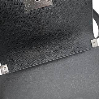 Black Caviar Leather Small Boy Flap Bag
