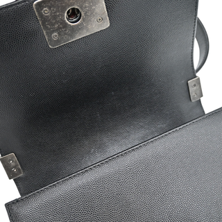 Black Caviar Leather Small Boy Flap Bag