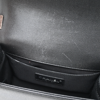 Black Caviar Leather Small Boy Flap Bag