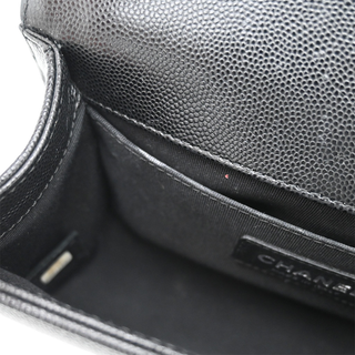 Black Caviar Leather Small Boy Flap Bag