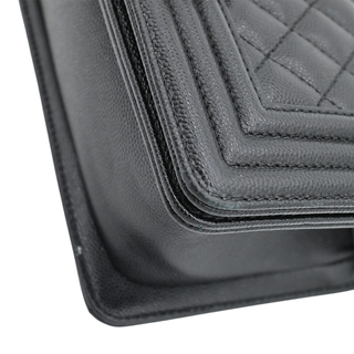 Black Caviar Leather Small Boy Flap Bag