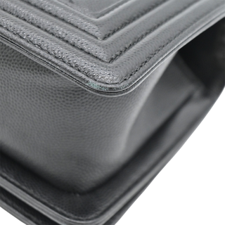 Black Caviar Leather Small Boy Flap Bag