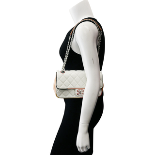 Cuba Color White Medium Single Flap Bag