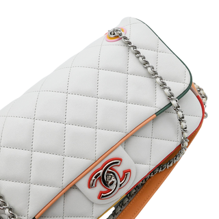 Cuba Color White Medium Single Flap Bag
