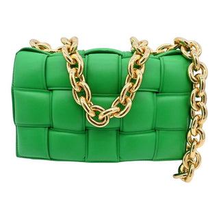 Chain Cassette Padded Intrecciato Leather Shoulder Bag