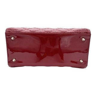 Cherry Red Medium Lady Dior Cannage Patent Leather Bag