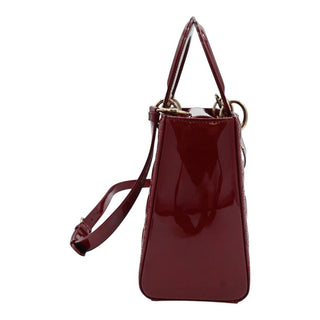 Cherry Red Medium Lady Dior Cannage Patent Leather Bag