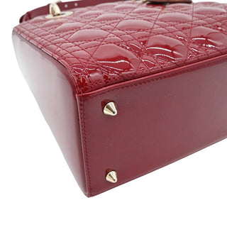 Cherry Red Medium Lady Dior Cannage Patent Leather Bag