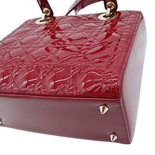 Cherry Red Medium Lady Dior Cannage Patent Leather Bag