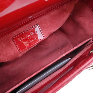Cherry Red Medium Lady Dior Cannage Patent Leather Bag